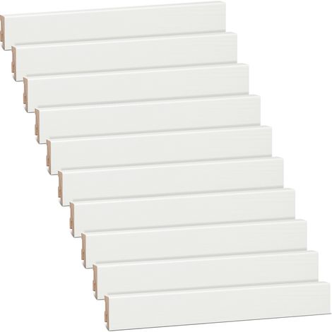Plinthe en bois massif de pin laqué blanc RAL 9010, 24 m, 16 × 40 mm