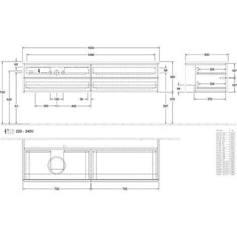 Villeroy & Boch K26150MT WTUS Antao K265 1600x360x500 mm