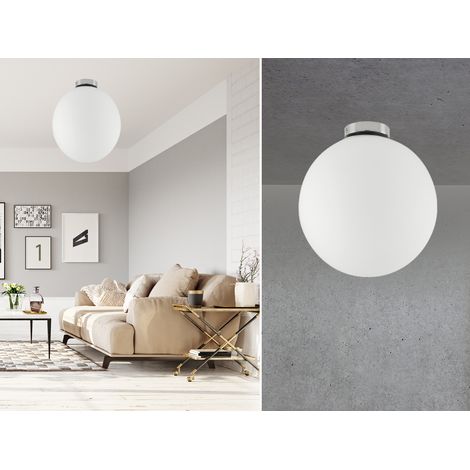 Kleine LED Deckenleuchte 1 flammig Glaskugel Weiß satiniert, Ø 20cm (1/5)