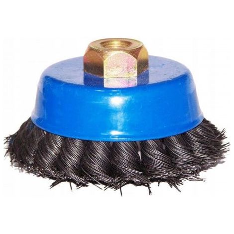 Brosse métallique à godet de 75 mm, M14, fil torsadé (1/2)