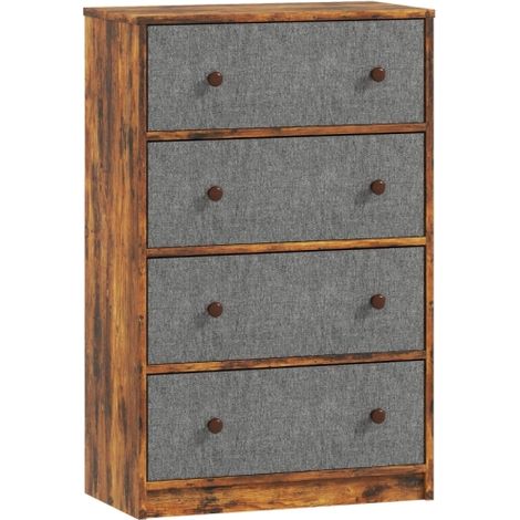 4-Drawer Fabric Chest of Drawers-Grey and Rustic Brown Dresser for Stylish Storage Solutions