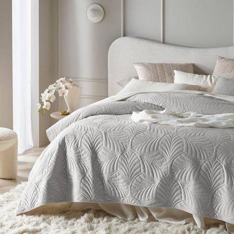 Dessus de lit 240 x 260 cm Gris Clair (1/5)