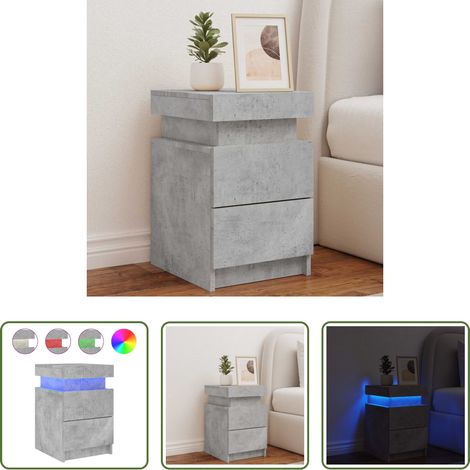 LED-Leuchten - Nachttisch mit LED-Leuchten Betongrau 35x39x55 cm (1/5)