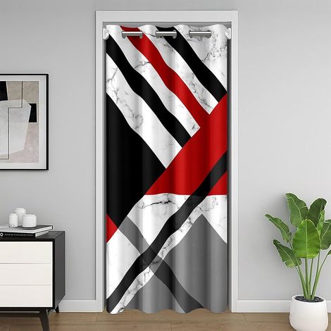 Rouge Noir Blanc Gris Rideau de Postal 86x203 Géométrique Marbre Rideau de Porte pour Doorway Enfants Privacy Garçon Homme Géométrique Triangle Stripe Rideau Caché Ligne Simple Rideau Nordique Style - (1/5)