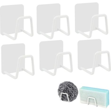 Filiyano – organisateur d – Ensemble de six crochets porte-éponge, porte-serviettes, porte-éponge auto-adhésif, porte-torchon, organisateur d'évier (1/5)