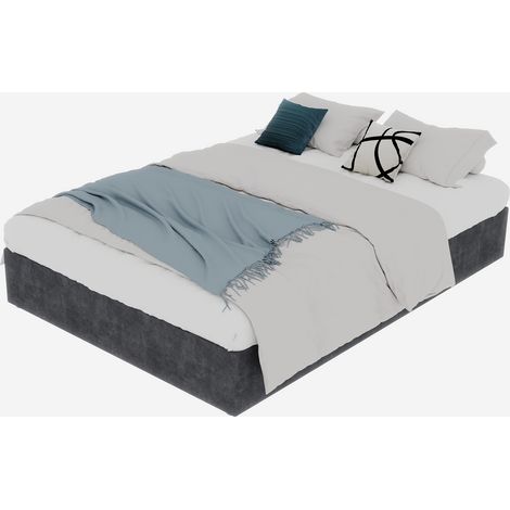 Cadre de lit minimaliste 160×200cm gris velours hollandais,levage à gaz,design moderne,sans tête de lit ni matelas (1/5)