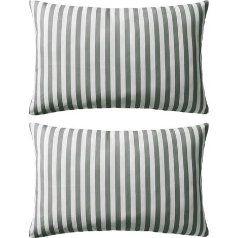 Oreiller d'extérieur lot de 2 Impression rayure 60 x 40 cm Gris vidaXL