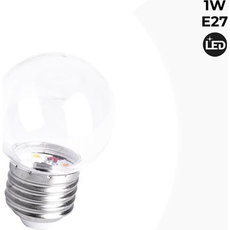 Ampoule LED E27 1W G45 transparente