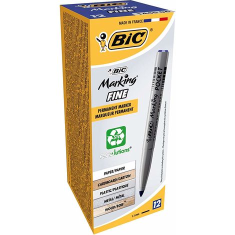 BIC Marking Pocket 1445 marcador permanente Punta redonda Azul 12 pieza(s)