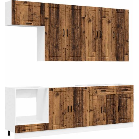 Kitchen Unit PORTO 8 pcs Old Wood Engineered Wood vidaXL (1/5)