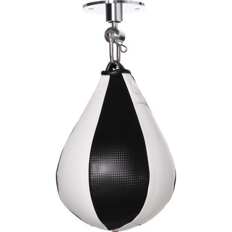 Poire de vitesse boxe sac de frappe adulte avec pivotant rotule 360° pompe montage mural ou plafonnier noir et blanc (1/5)
