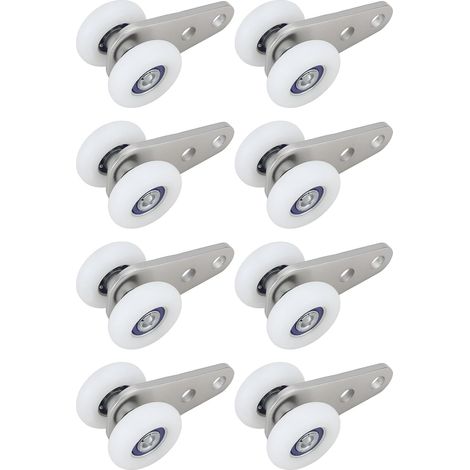 Lot de 8 portes coulissantes de chariot pour rail coulissant de 25 mm, rideau de porte coulissante 24 x 22,5 x 45 mm (1/5)