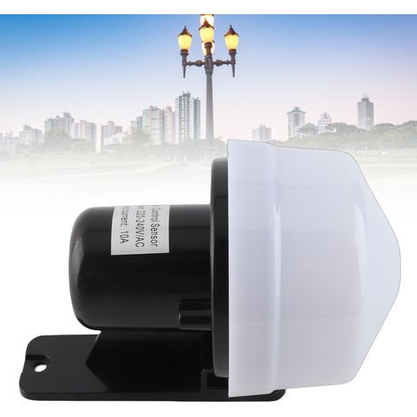 Fotocélula exterior de alta sensibilidad para alumbrado público o de jardines, color blanco/negro, 230 V CA, 10 A (1/5)