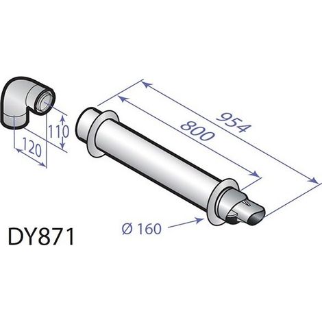 De Dietrich – Terminal horizontal Ø60/100 mm avec coude – Accessoire pour fumisterie – Compatible chaudières à condensation – Ventouse horizontale PPS 800mm