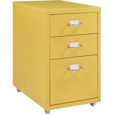 Armario de oficina con ruedas acero 48 x 28 x 41 cm amarillo 030009119