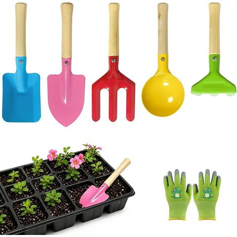 5 Piece Gardening Tool Kit with Gloves, Hand Shovel (1/5)