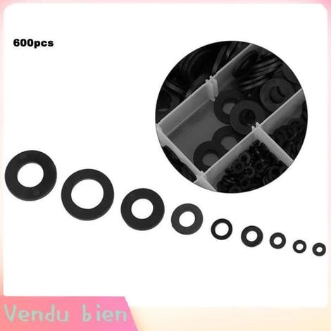Assortiment de rondelles en nylon noir Garosa, 9 tailles, outils noirs, 600 pièces, outils pour écrous (1/5)