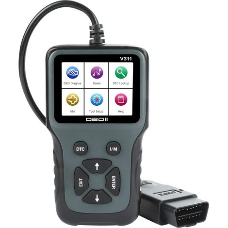 Tragbarer OBD2-Diagnosecodeleser, OBD II-Motorsystem-Diagnosetools – mehrsprachig – Französisch optional – 12 V, 24 V, universell