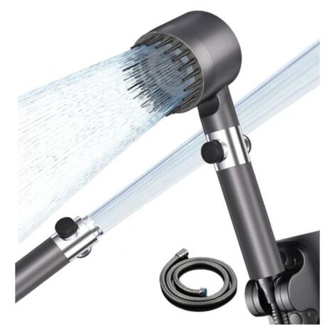 BUNTHAUS Pommeau Douche Anti Calcaire Haute Pression, Pommeau de douche avec Filtre Economie Deau, 3+1 Types de Jets Douchette Douche Salle de Bain avec Bouton D'arrêt D'eau,avec Tuyau1.5M et Support, (1/5)