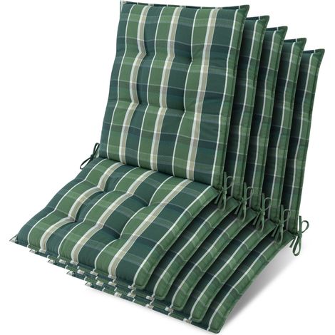 5x Niederlehner Sun-NL Auflage 105x50x8cm Grün-Kariert