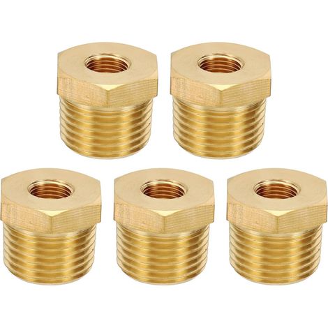 5Pcs Raccord Hexagonal En Laiton 1/8" NPT Femelle x 1/2" NPT Mâle (1/5)