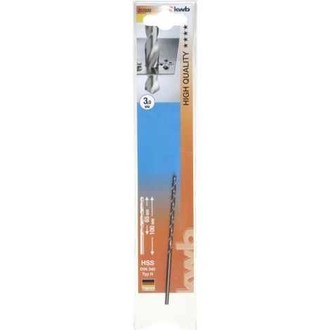 Broca helicoidal kwb 217030 3 mm 100 mm