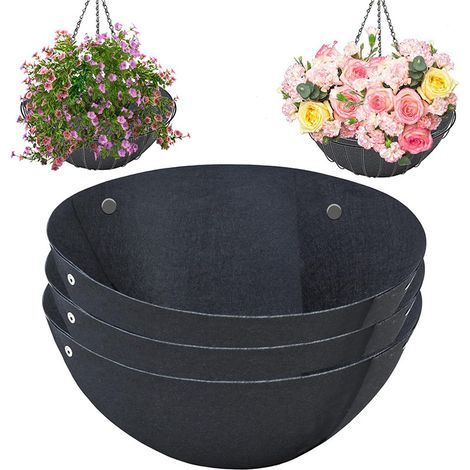(14in) 3Pcs Hanging Basket Insert Flower Pot Liner Window Frame Hanging Flower Pot Installation Hanging Basket Liner Moisturizing Simple Flower Pot