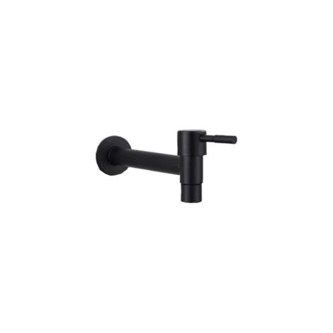 Rubinetto per piscina Mop, rubinetto a parete nero, rubinetto a parete, rubinetto acqua fredda, lavabo bagno, balcone lungo (nero) - Crezuo