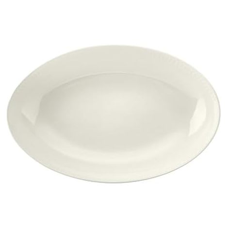 Mikasa Cranborne - Cuenco ovalado de gres para servir, color crema, 30,5 cm, para pasta, ensaladas y aperitivos, apto para lavavajillas y en caja de regalo (1/5)