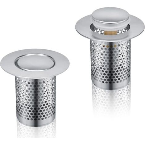 2 Pièces 33 × 50 mm Filtre Evier, Noyau Cuivre Acier Inoxydable Filtre Lavabo, Conception Rebondissante, Filtre pour Evier Anti-Colmatage, pour Filtrage Cheveux, Résidus Alimentaires (1/5)