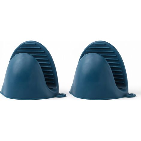 Gants de cuisine isolants en silicone, paire, bleu marine (1/5)