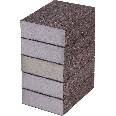 Ortviai Blocs de ponçage en éponge abrasif 5 pièces grain 60-80, pour bois, plastique et meubles, réutilisables et résistants (1/5)