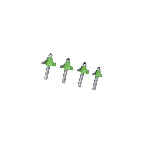 Lot de 4 fraises à arrondir, queue de 8 mm, rayons de 5/8 po, 3/4 po, 7/8 po et 1 po, haute dureté, pour arrondir les angles et former les bords. (1/5)