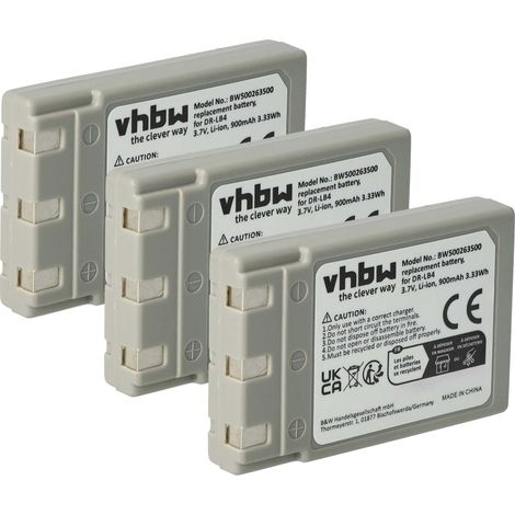 vhbw 3x Akku Ersatz für Konica DR-LB4 für Kamera (900 mAh, 3,7 V, Li-Ion) (1/5)