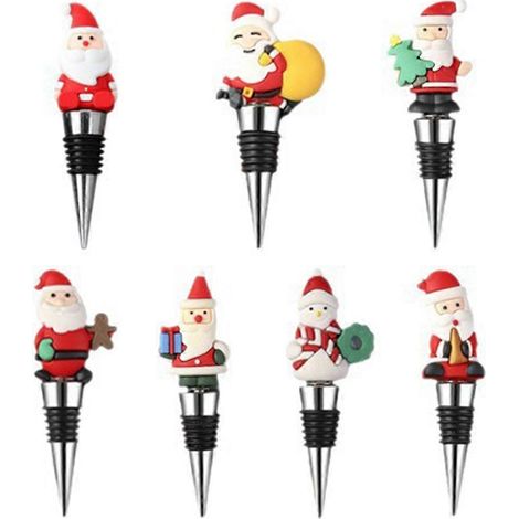 Bouchons de vin de Noël en PVC, lot de 7, pour la conservation et la fermeture du vin (1/5)