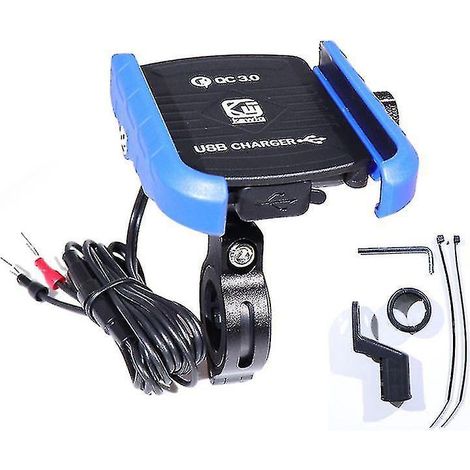 Support de téléphone portable étanche pour guidon de moto avec rétroviseur à 360° et chargeur USB QC 3.0 pour smartphone (blanc) (1/5)