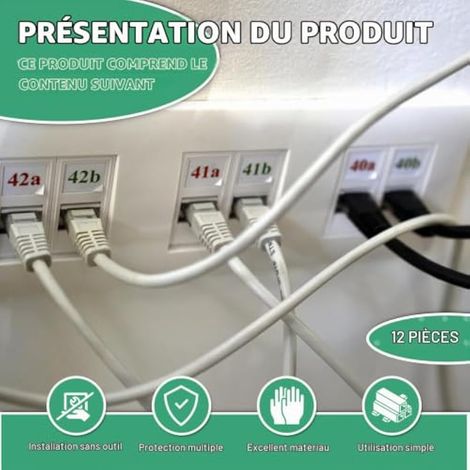 Lot de 12 modules RJ45 CAT6a Keystone - 10 Gbit/s - Coupleur réseau - Connecteur blindé Keystone Jack - Prise RJ45 - Pour rallonge de cable Ethernet (1/3)