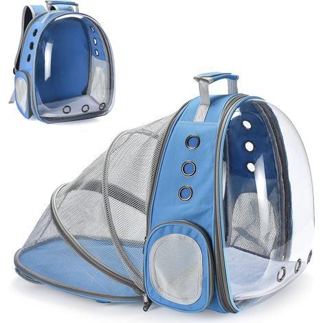 Sac à Dos Chat Chien.Sac Transport pour Chien Chat pour Petits Chats Chiens.Sac à Bulles pour Chat et Chien avec fenêtre Frontale Transparente et Dos Extensible,idéal pour Voyage (Bleu-2) (1/5)