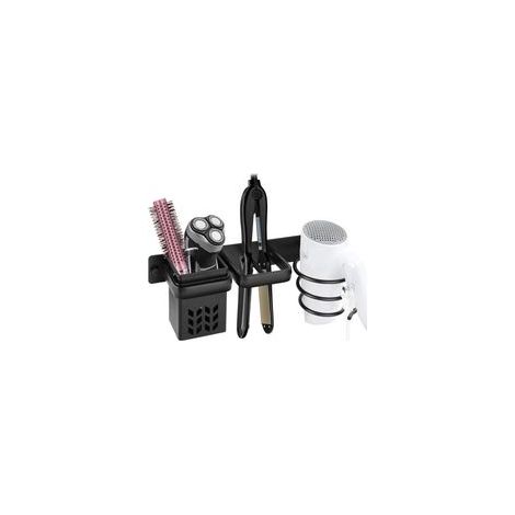 Support Seche Cheveux Porte Seche Cheveux Mural Support Seche Cheveux et Lisseur pour Rangement Brosse a Cheveux Hair Dryer Lisseur pour Salle de Bain Hôtel de Chambre à Coucher Noir H604