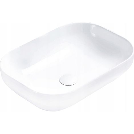 Lavabo cerámico sobre encimera, 50,4x35,2x14,5 cm, Blanco