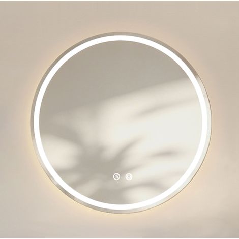 Espejo de baño de 60 cm con iluminación LED, antivaho, regulable, 3 temperaturas de color, cristal plateado (1/5)