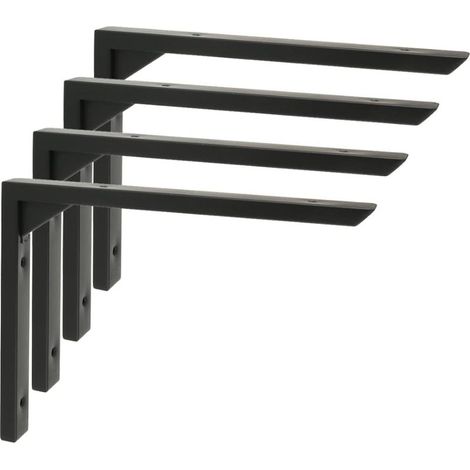 4 Pièces Support Étagère Murale Robustes de 20 CM, Equerre Etagere Murale à Angle, Supports d' Étagère Murale Noir en Acier Inoxydable (1/5)