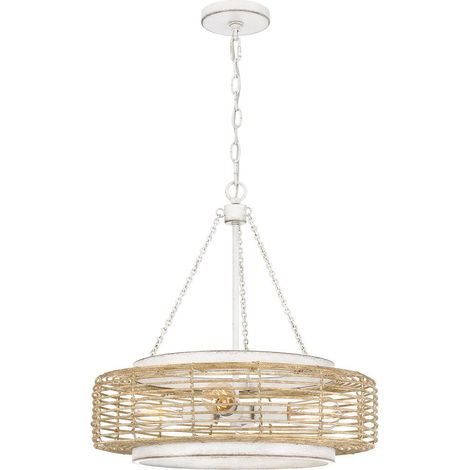 Elstead Quoizel Waylon Suspension cylindrique contemporaine blanche antique, 4 ampoules E27 (1/5)