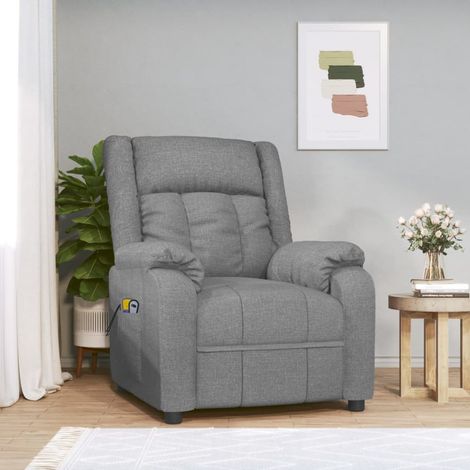 Fauteuil relax électrique Fauteuil de massage - Fauteuil de Relaxation Gris clair Tissu BV294896 - BonneVie (1/5)