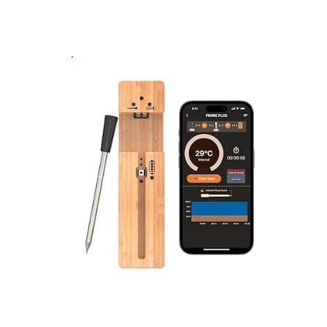 Kabelloses digitales Fleischthermometer mit bis zu 100 m Reichweite, intelligentes Bluetooth-Küchenthermometer, Grillthermometer mit App-Steuerung, Keramikgriff, für Grill und Backofen (1/5)