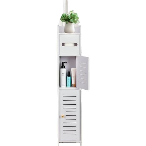 Mobilier de salle de bain, rangement multifonctionnel, design moderne, BLANC (1/5)