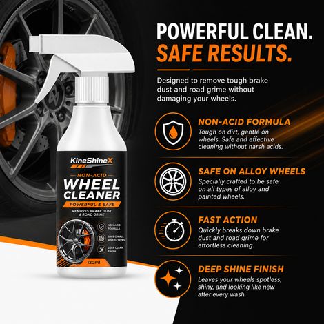 KineShineX Säurefreier Felgenreiniger, ein schonendes Reinigungsspray für alle Leichtmetallfelgen. (1/5)