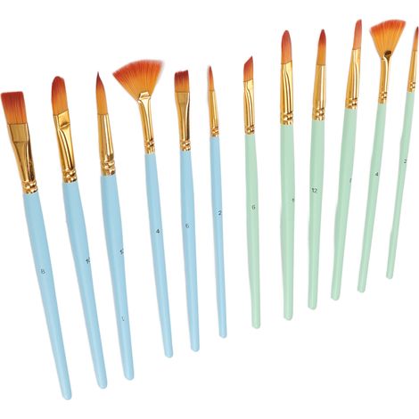 Ce lot de 12 pinceaux pour peinture acrylique est doté de manches en bois et de poils en nylon, ce qui les rend polyvalents et adaptés à l'aquarelle, à la peinture à l'huile et aux peintures acrylique (1/5)