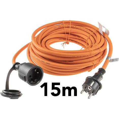 CHILITEC Gummi Schutzkontaktverlängerung, IP44, 15 m, orange (1/4)