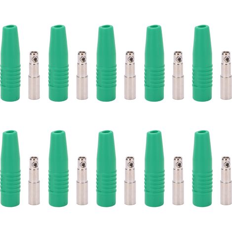 Fiche banane femelle 4mm en cuivre pur nickelé, connecteurs type balle pour accessoires de test électronique, vert (1/5)